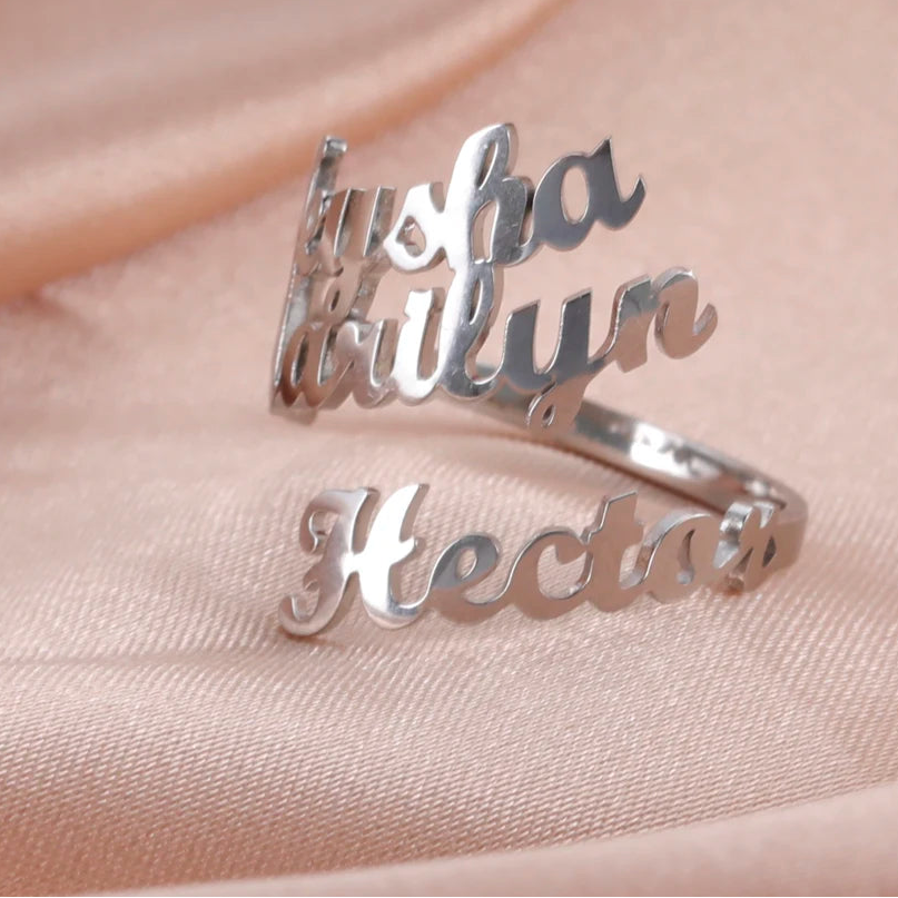 CoupleLink Signature Ring (customize our Names) Elite Luxury Jewelry