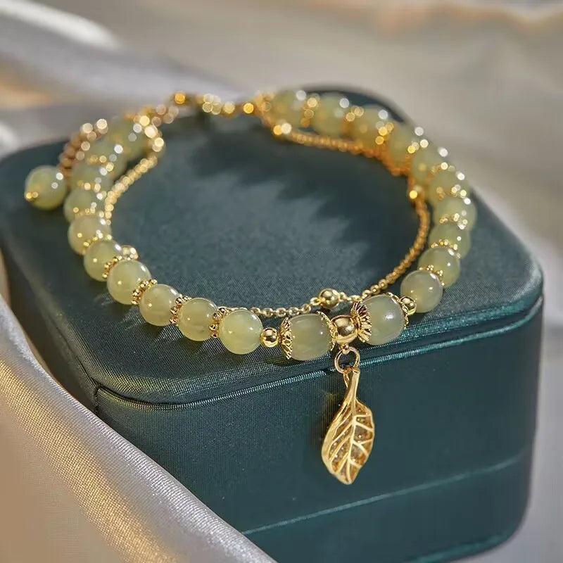 Golden Jade Whisper Bracelet – Elegant Gold and Green Stone Women’s Bracelet | Elite Luxury Jewelry My Store