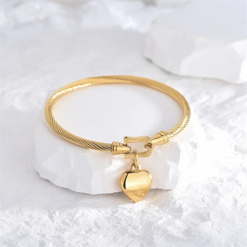 Forever Heart Charm Bangle