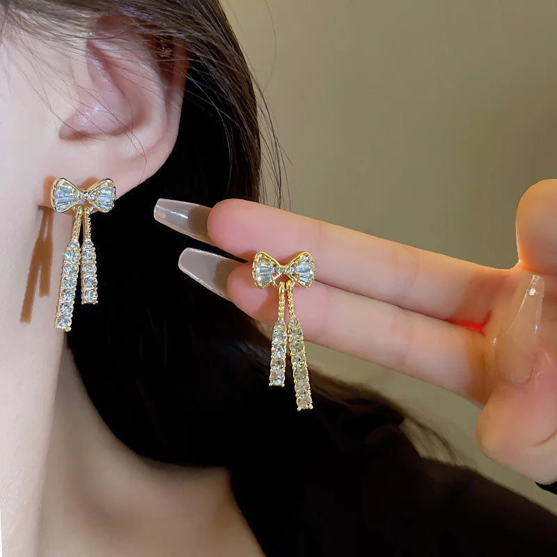 Luxe Bow Earrings – Dainty Crystal Bow Studs for Women | Elite Luxury Jewelry My Store