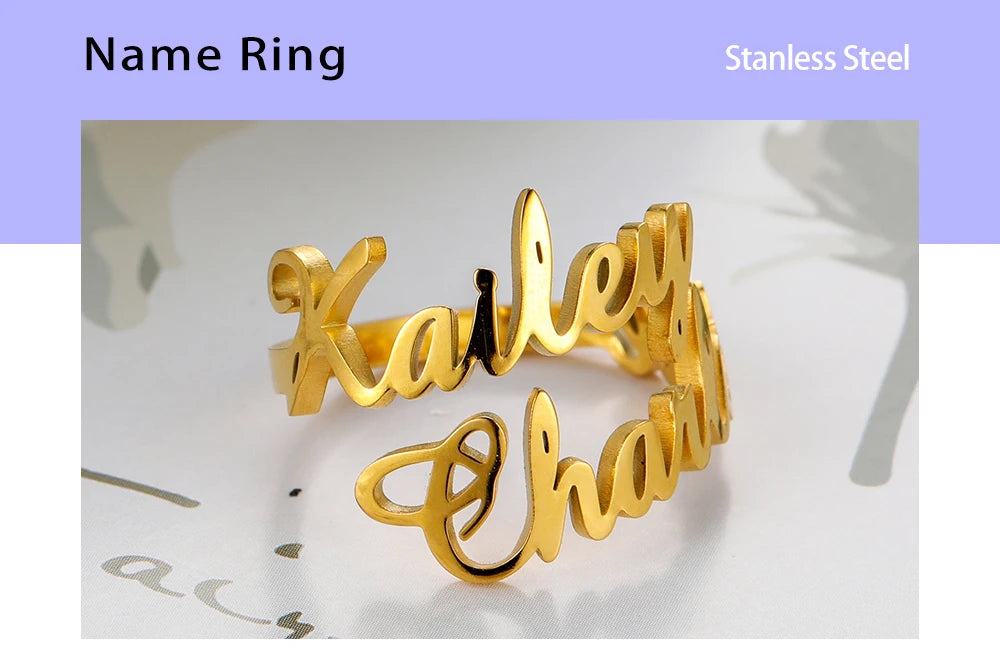 CoupleLink Signature Ring (customize our Names) Elite Luxury Jewelry