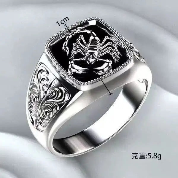 Scorpio Sentinel Engraved Silver Men’s Ring Elite Luxury Jewelry