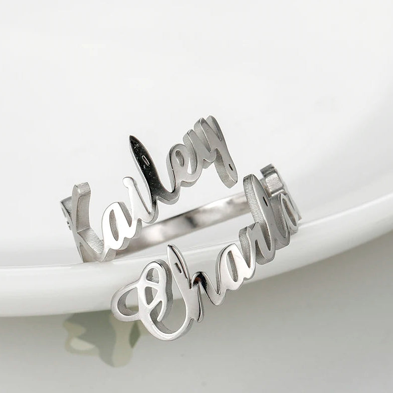 CoupleLink Signature Ring (customize our Names) Elite Luxury Jewelry