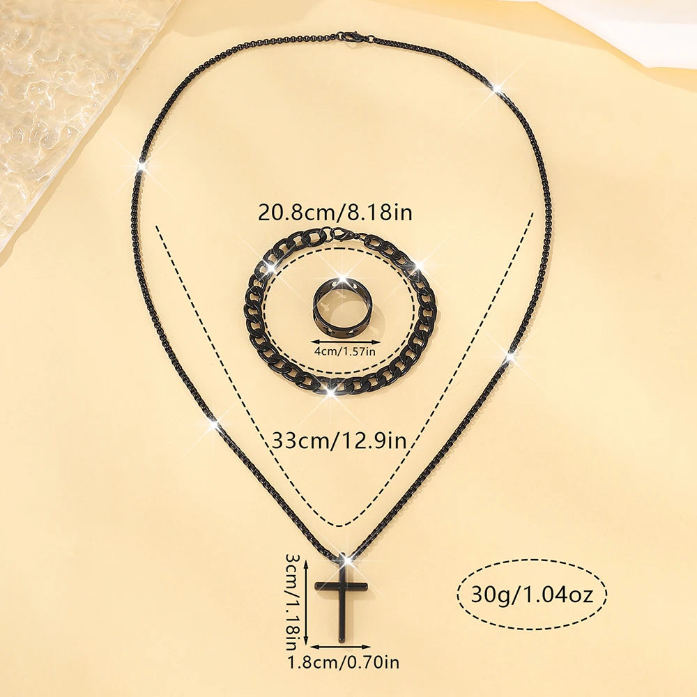 Men's Cross  Necklace Bracelet Ring Elite Luxury Jewelry