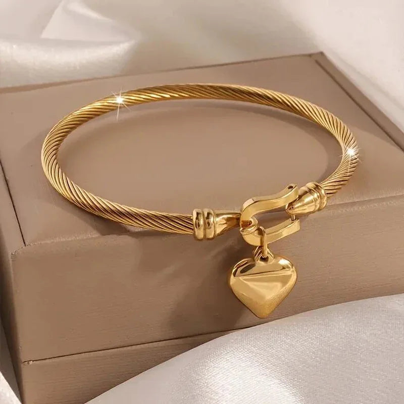 Forever Heart Charm Bangle